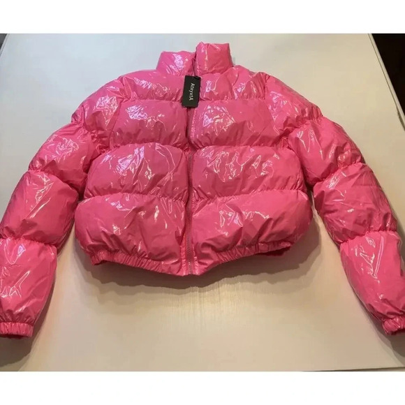 AtxyxtA Women Puffer Coat Hot Pink Medium - Picture 2 of 9